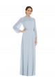 Puff Sleeves Strapless Soft Chiffon Sea Glass Long Formal Evening Gown / Bridesmaid Dress Bath