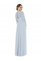 Puff Sleeves Strapless Soft Chiffon Sea Glass Long Formal Evening Gown / Bridesmaid Dress Bath