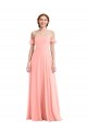 Flutter Sleeves Off the Shoulder Soft Chiffon Salmon Long Semi Formal Evening Dress / Bridesmaid Dress Bath