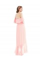 Sleeveless Off the Shoulder Soft Chiffon Pink Long High Low Bridesmaid Dress Bath