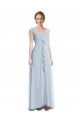 Sleeveless V-Neck Soft Chiffon Sea Glass Long Black Tie Evening Gown / Bridesmaid Dress Bath
