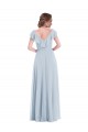 Sleeveless V-Neck Soft Chiffon Sea Glass Long Black Tie Evening Gown / Bridesmaid Dress Bath