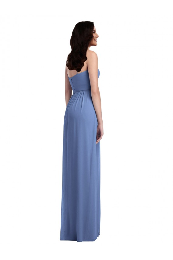 Sleeveless Spaghetti Straps Soft Chiffon Windsor Blue Long Semi Formal Evening Dress / Bridesmaid Dress Bath