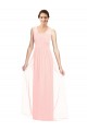 Sleeveless V-Neck Luxe Chiffon Pink Long Bridesmaid Dress Bath