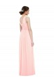 Sleeveless V-Neck Luxe Chiffon Pink Long Bridesmaid Dress Bath
