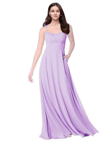 Sleeveless Scoop Neck Soft Chiffon Lilac Long Bridal Party Dress Bath