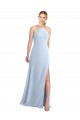 Sleeveless Halter Neck Chiffon Light Sky Blue Long Bridesmaid Dress / Evening Dress Bath