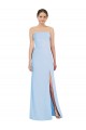 Sleeveless Strapless Soft Chiffon Light Sky Blue Long Black Tie Evening Gown / Bridesmaid Dress Bath