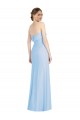 Sleeveless Strapless Soft Chiffon Light Sky Blue Long Black Tie Evening Gown / Bridesmaid Dress Bath