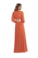 Long Sleeves V-Neck Soft Chiffon Firecracker Long High Low Evening Gown / Bridesmaid Dress Bath