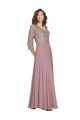 Long Sleeves V-Neck Soft Chiffon Long Prom Dress / Bridesmaid Dress Bath