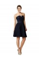 Sleeveless V-Neck Lace Dark Navy Knee Length Bridesmaid Dress Bath