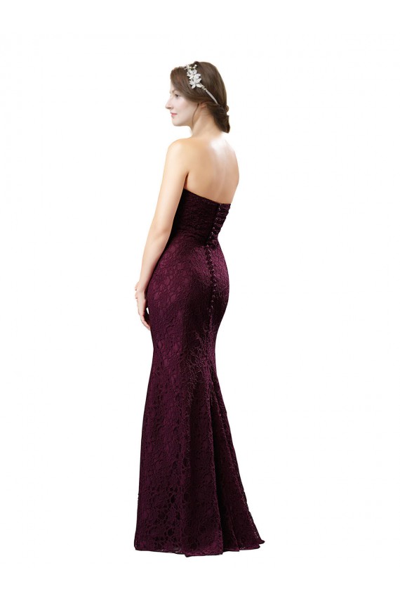 Sleeveless Sweetheart Lace Grape Long Bridesmaid Dress Bath