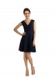 Sleeveless V-Neck Lace Dark Navy Knee Length Bridesmaid Dress / Evening Dress Bath