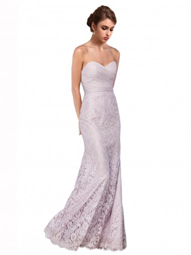 Sleeveless Sweetheart Lace Long Bridesmaid Dress / Evening Dress Bath