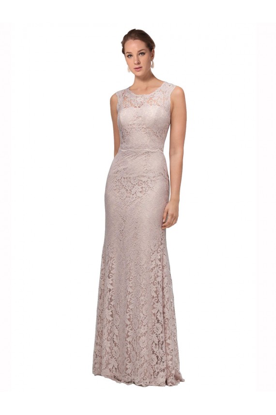 Sleeveless Scoop Neck Lace Long Prom Dress / Bridesmaid Dress Bath