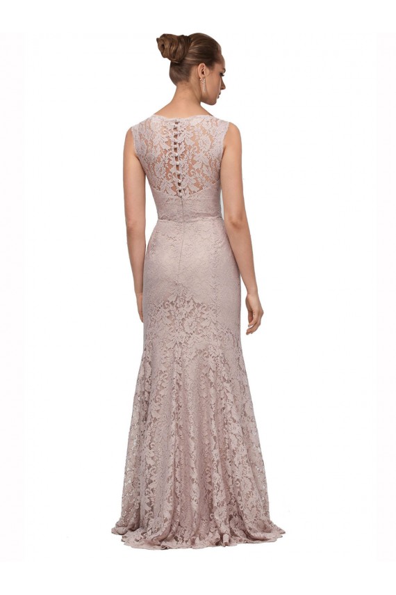 Sleeveless Scoop Neck Lace Long Prom Dress / Bridesmaid Dress Bath