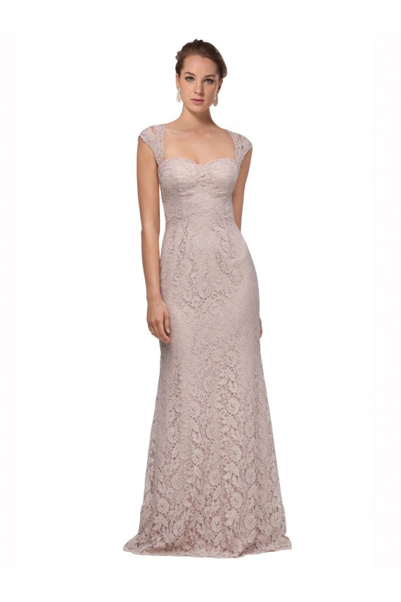 Cap Sleeves Sweetheart Lace Long Bridesmaid Dress / Formal Dress Bath
