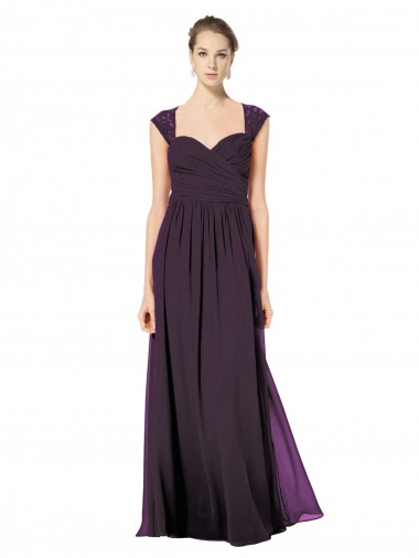 Sleeveless Sweetheart Soft Chiffon & Lace Grape Long Formal Dress / Bridesmaid Dress Bath