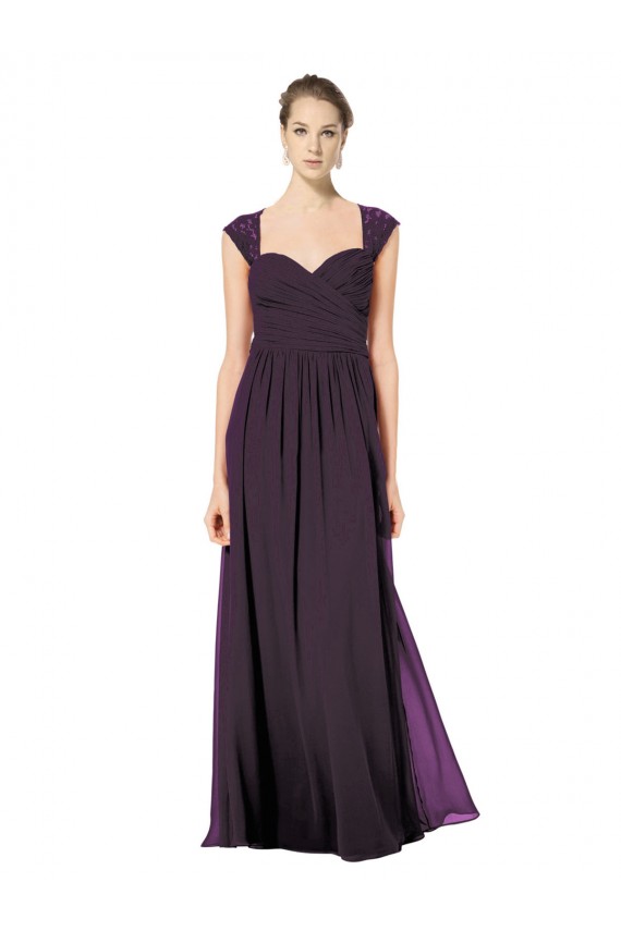 Sleeveless Sweetheart Soft Chiffon & Lace Grape Long Formal Dress / Bridesmaid Dress Bath