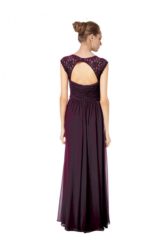 Sleeveless Sweetheart Soft Chiffon & Lace Grape Long Formal Dress / Bridesmaid Dress Bath