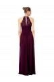 Sleeveless Illusion Neck Soft Chiffon & Lace Dark Navy Long Formal Dress / Bridesmaid Dress Bath