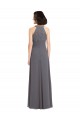 Sleeveless Halter Neck Soft Chiffon & Lace Stormy Silver Long Bridesmaid Dress Bath