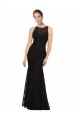 Sleeveless Jewel Neck Lace Black Long Bridesmaid Dress Bath