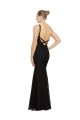 Sleeveless Jewel Neck Lace Black Long Bridesmaid Dress Bath
