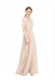 Sleeveless High Neck Soft Chiffon & Lace Champagne Long Prom Dress / Bridesmaid Dress Bath