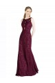 Sleeveless High Neck Lace Burgundy Gold Long Prom Dress / Bridesmaid Dress Bath