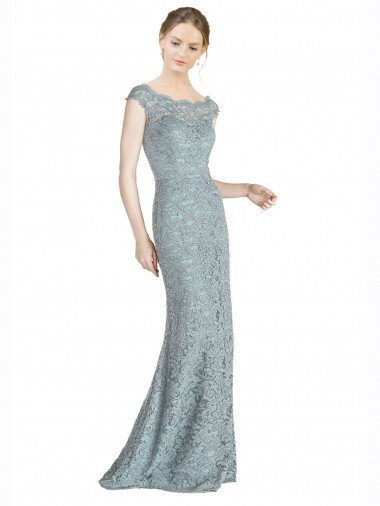 Cap Sleeves Off the Shoulder Lace Long Prom Dress / Bridesmaid Dress Bath