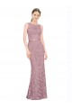 Sleeveless Illusion Neck Lace Long Prom Dress / Bridesmaid Dress Bath