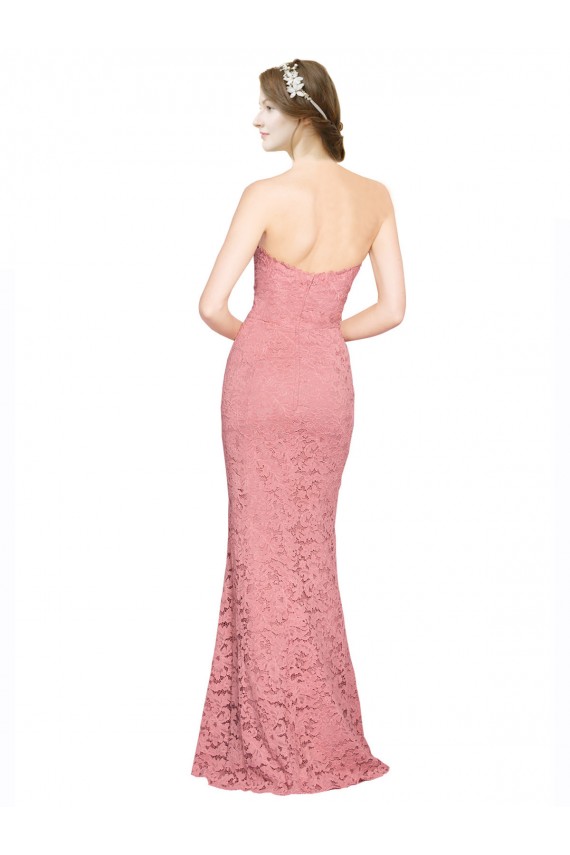 Sleeveless Strapless Lace Salmon Long Formal Dress / Bridesmaid Dress Bath