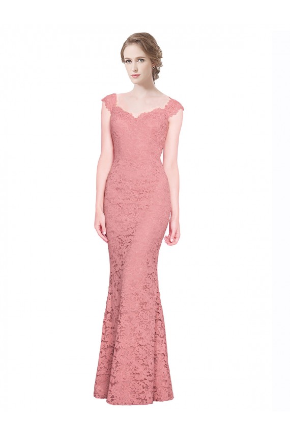 Sleeveless Strapless Lace Salmon Long Prom Dress / Bridesmaid Dress Bath