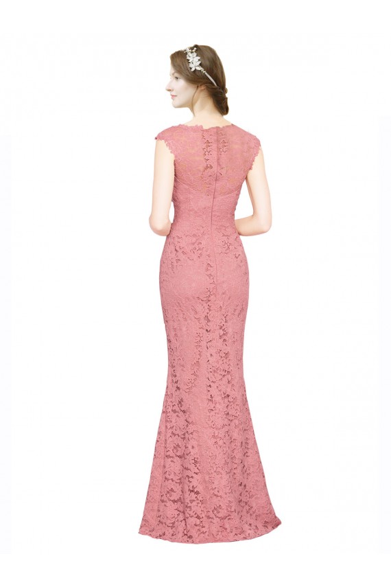 Sleeveless Strapless Lace Salmon Long Prom Dress / Bridesmaid Dress Bath