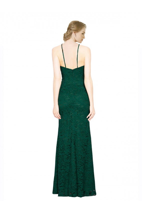 Sleeveless High Neck Lace Dark Green Long Prom Dress / Bridesmaid Dress Bath