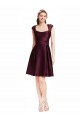Sleeveless Square Neck Satin & Lace Grape Knee Length Bridesmaid Dress Bath