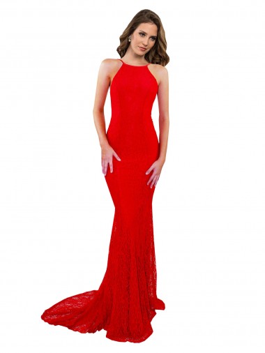 Sleeveless High Neck Lace Red Long Evening Gown / Prom Dress / Bridesmaid Dress Bath