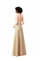 Sleeveless Sweetheart Lace Champagne Long Bridesmaid Dress Bath