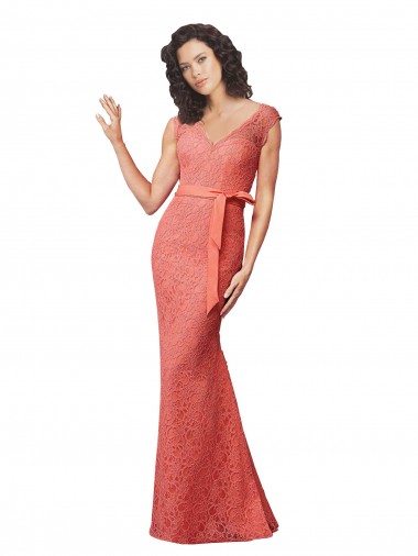Sleeveless V-Neck Lace Long Bridesmaid Dress Bath