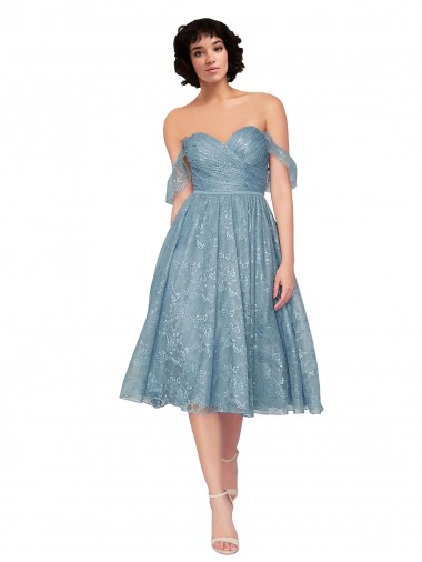 Sleeveless Sweetheart Lace Knee Length Bridesmaid Dress Bath