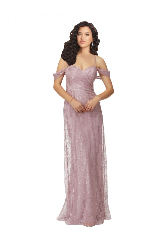 Sleeveless Sweetheart Lace Long Bridesmaid Dress Bath