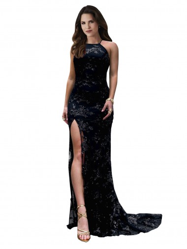 Sleeveless High Neck Lace Black Long Black Tie Evening Gown / Prom Dress / Bridesmaid Dress Bath