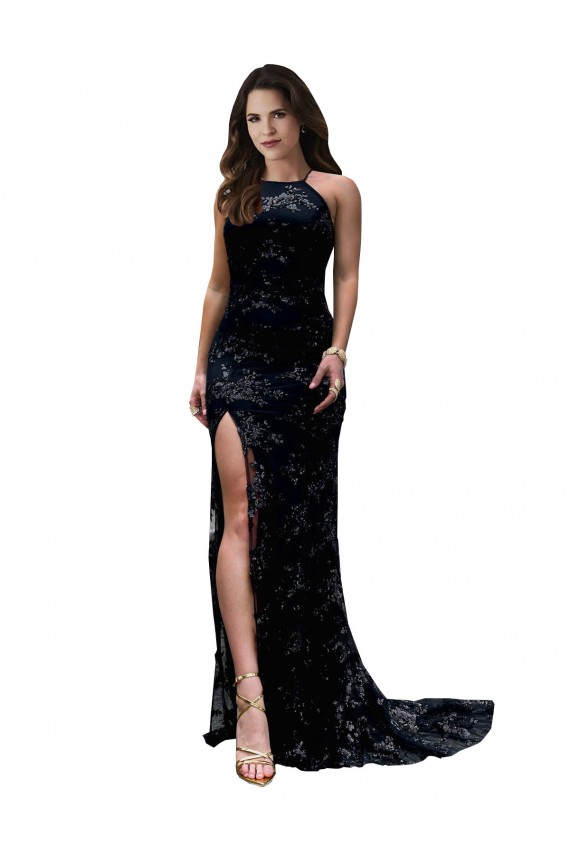 Sleeveless High Neck Lace Black Long Black Tie Evening Gown / Prom Dress / Bridesmaid Dress Bath