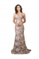 Sleeveless V-Neck Lace Champagne Sweep Train Wedding Dress Bath