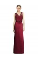 Sleeveless V-Neck Satin & Lace Burgundy Long Bridesmaid Dress Bath