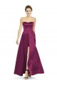 Sleeveless Strapless Satin Merlot Long Bridesmaid Dress Bath