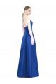 Sleeveless V-Neck Satin Royal Blue Long Bridesmaid Dress Bath