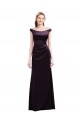 Cap Sleeves Off the Shoulder Satin Grape Long Bridesmaid Dress Bath